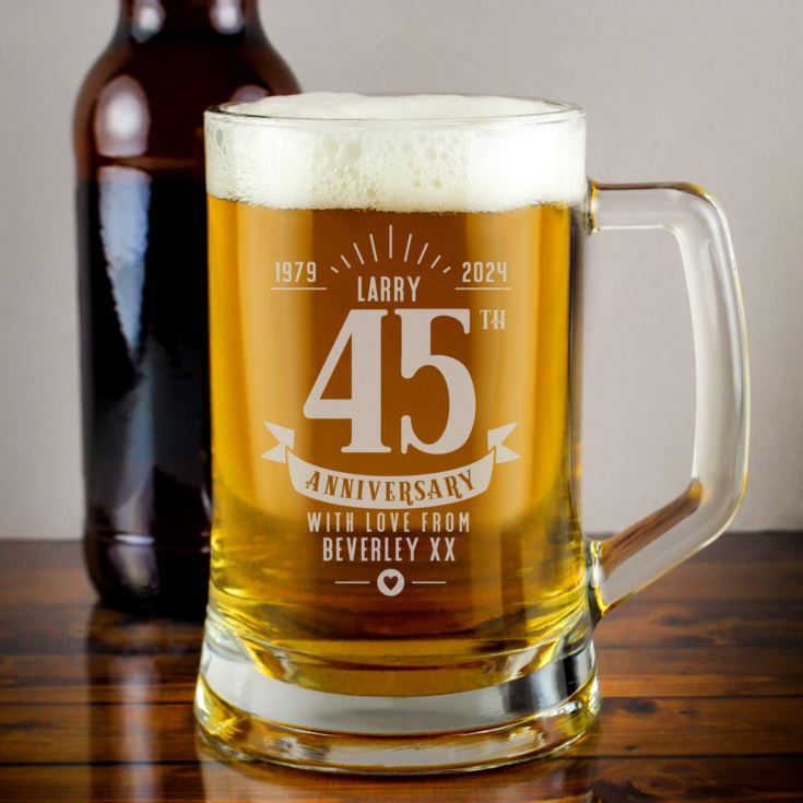 Personalised 45th Anniversary Glass Tankard product image