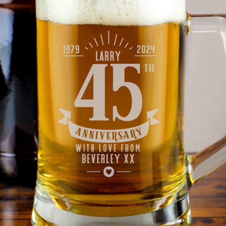 Personalised 45th Anniversary Glass Tankard product image