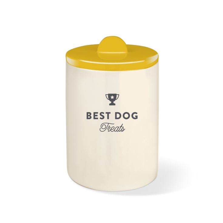 FRINGE STUDIO Ceramic Dog Treat Jar with Mustard Lid The Gift Experience