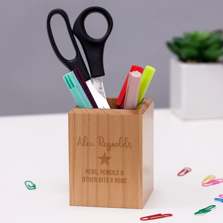 Luxury Personalised Maple Wood Pen Holder The Gift Experience