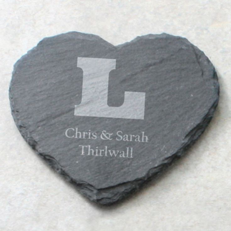 Personalised set of 4 Love Heart Slate Coasters product image