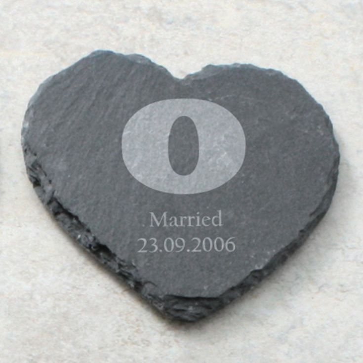 Personalised set of 4 Love Heart Slate Coasters product image