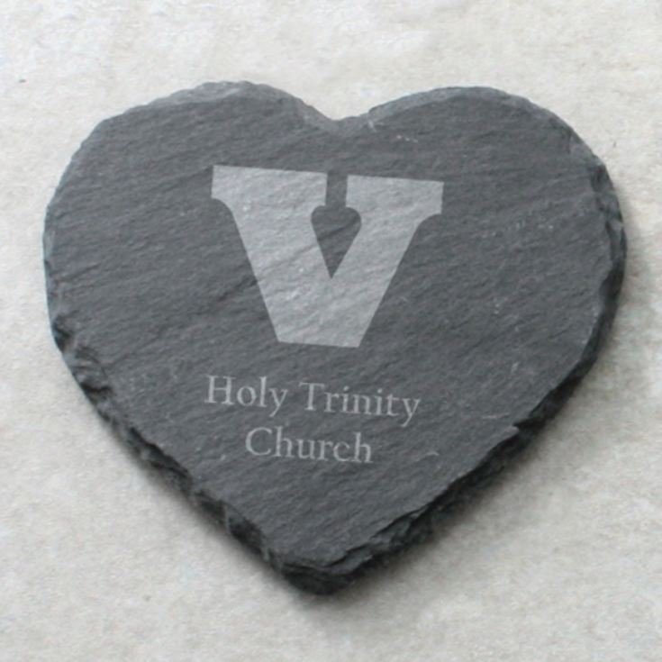 Personalised set of 4 Love Heart Slate Coasters product image