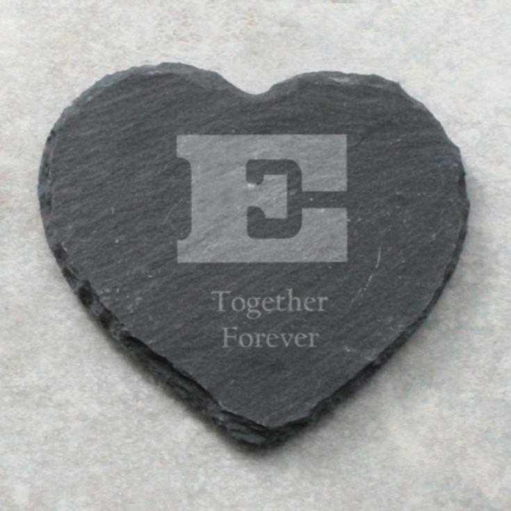 Personalised set of 4 Love Heart Slate Coasters product image