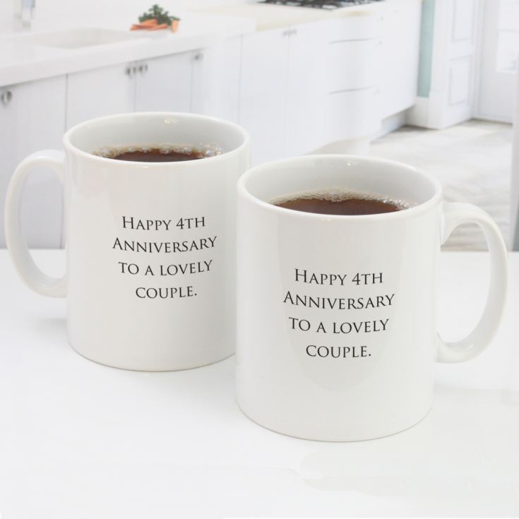 Pair of Personalised Fourth Anniversary Mugs product image