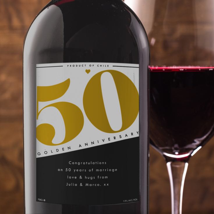 Personalised 50th Anniversary Red Wine product image