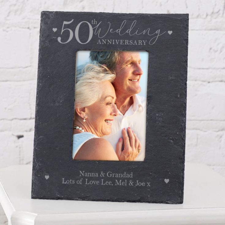 Personalised 50th Anniversary Slate Photo Frame product image