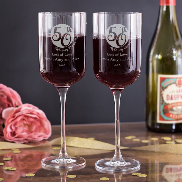 Personalised 50th Anniversary Fusion Wine Glasses product image