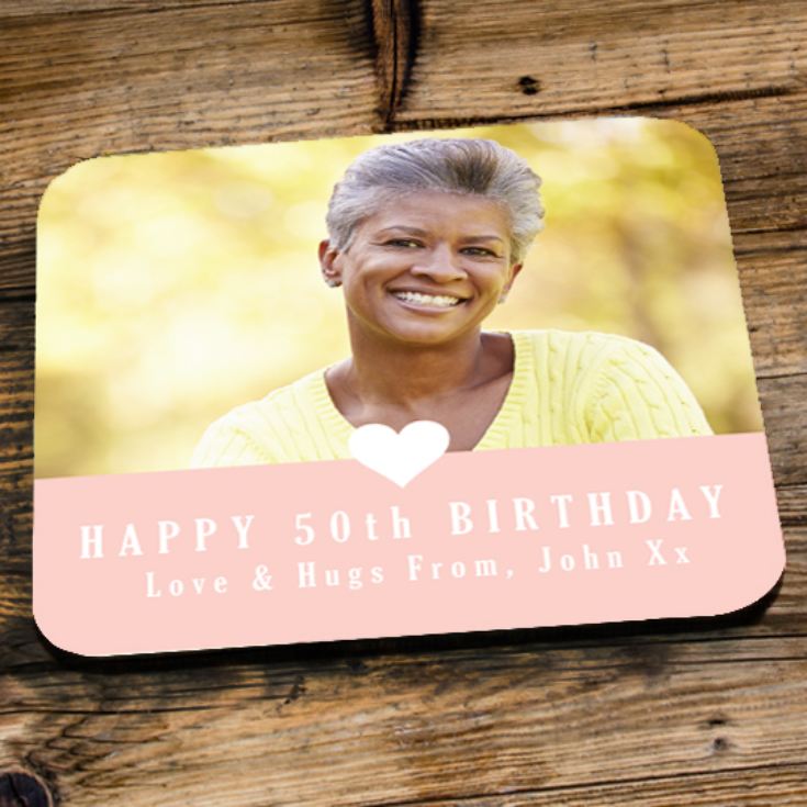 Personalised 50th Birthday Pink Photo Coaster product image