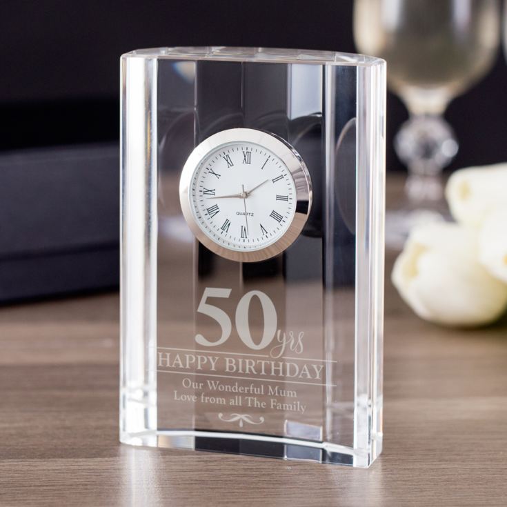 Engraved 50th Birthday Mantel Clock product image