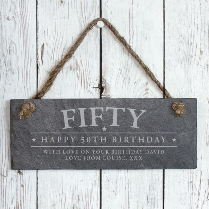 Personalised 50th Birthday Hanging Slate Plaque product image