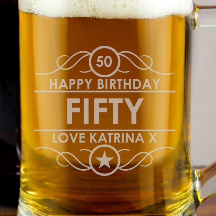 Personalised 50th Birthday Glass Tankard product image