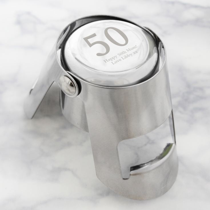 Personalised 50th Birthday Wine Bottle Stopper product image