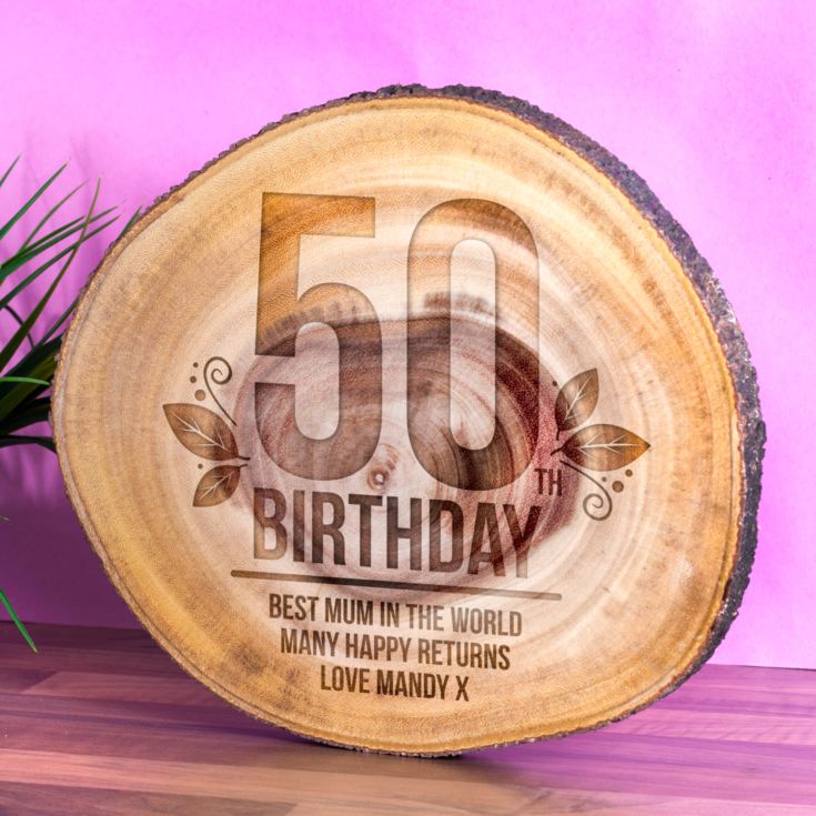 Personalised 50th Birthday Tree Slice product image