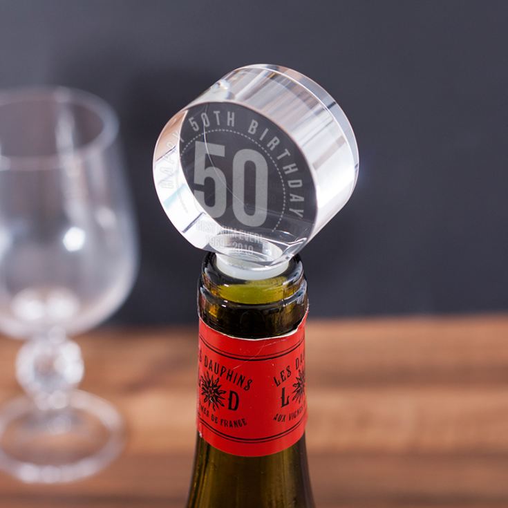 Personalised 50th Birthday Optical Crystal Bottle Stopper product image