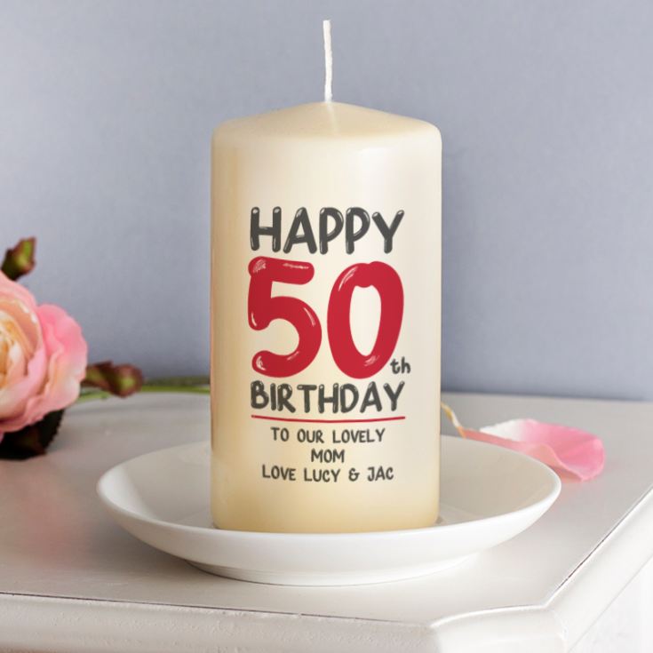 Personalised 50th Birthday Candle Red product image