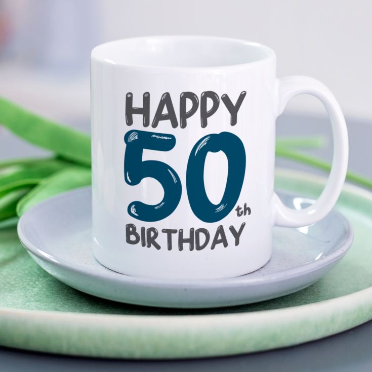 Personalised 50th Birthday Mug Blue product image