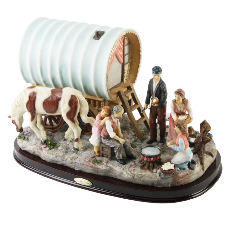 Hand Painted Figurine Gypsy Camp Scene with Caravan product image