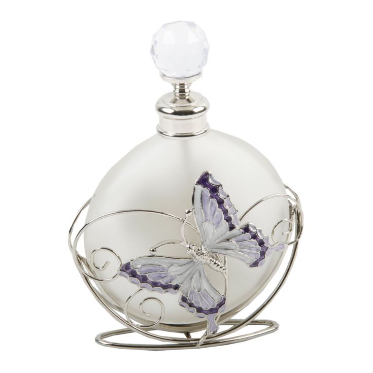 Glass/Round Perfume Bot. Purple But-fly/Flowr/Crystl product image