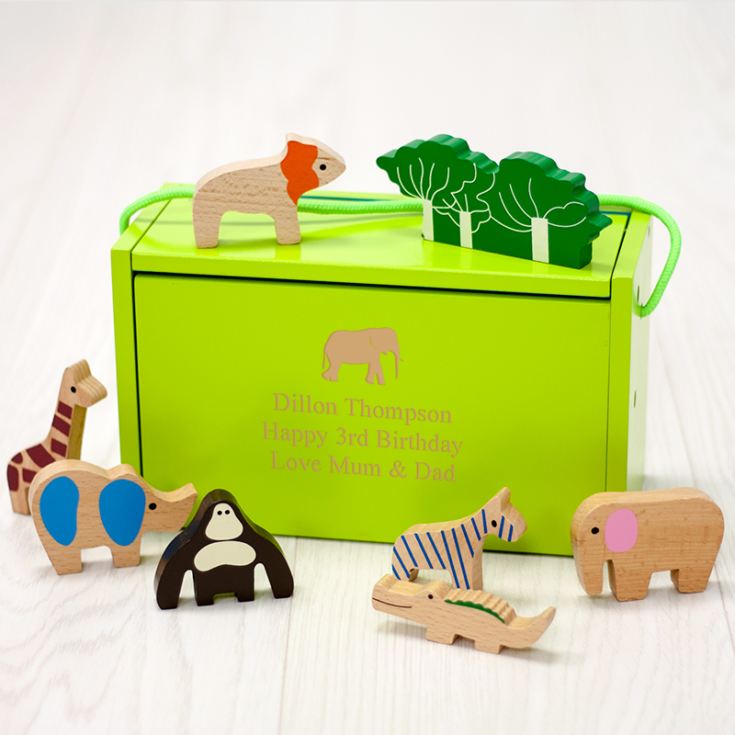 Personalised Wooden Zoo Play Box The Gift Experience