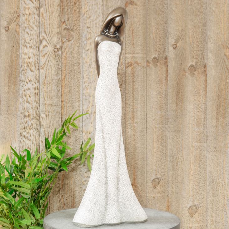 Grey Stone Effect Figurine Polished Silver Head Lady 63.5cm product image