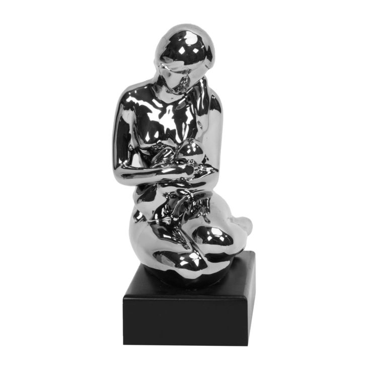 Silver Finish Ceramic Mother & Child Figurine product image