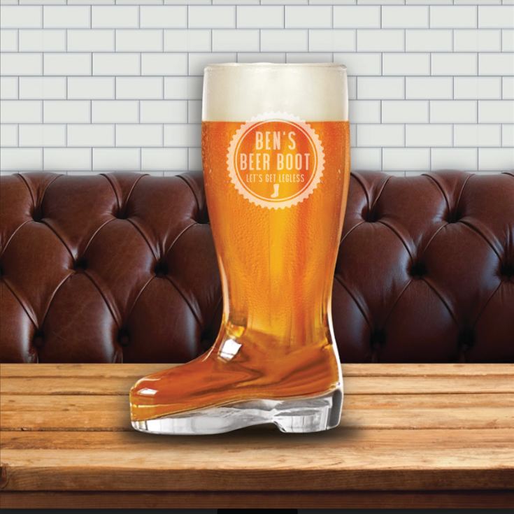 Personalised Glass Beer Boot The Gift Experience