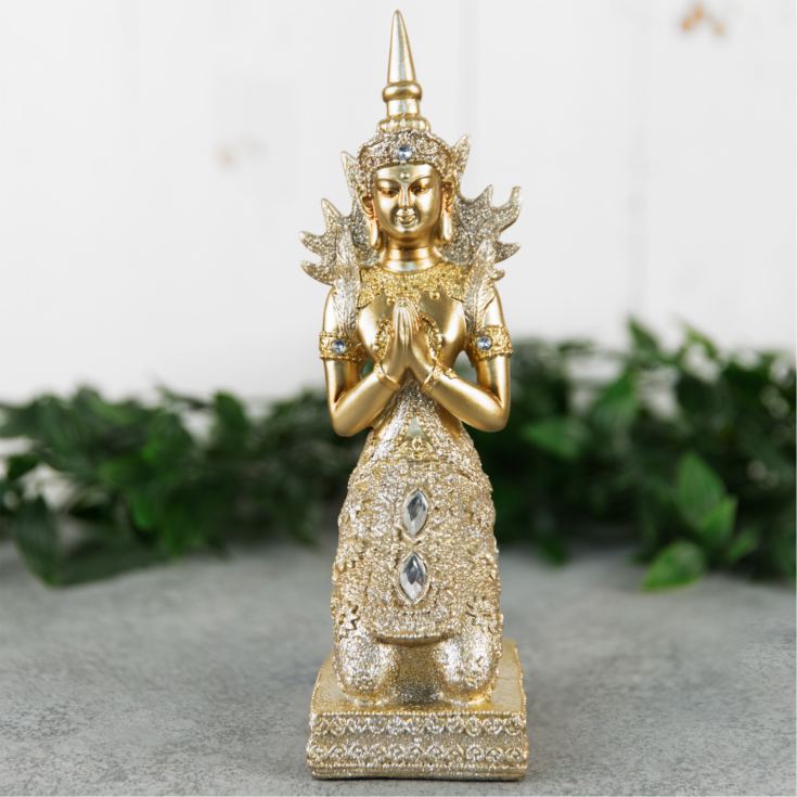 Gold Finish Kneeling Buddha Figurine 21cm product image