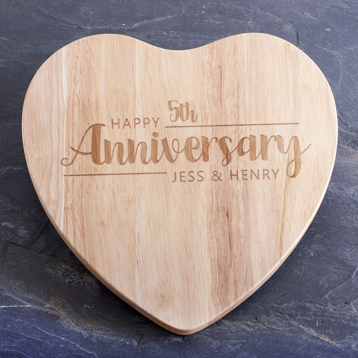 Personalised Anniversary Heart Wooden Chopping Board product image