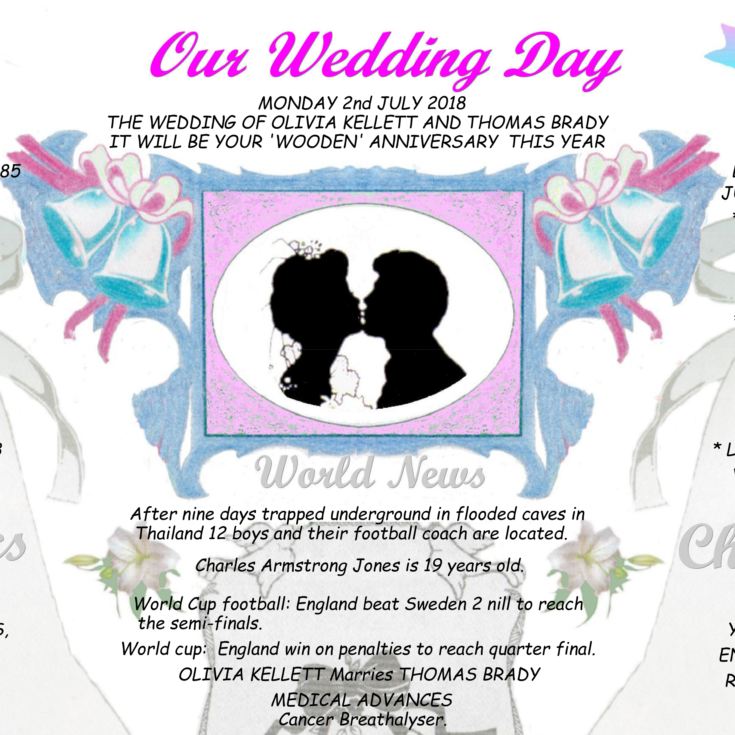 5th Anniversary (Wood) Wedding Day Chart Framed Print product image