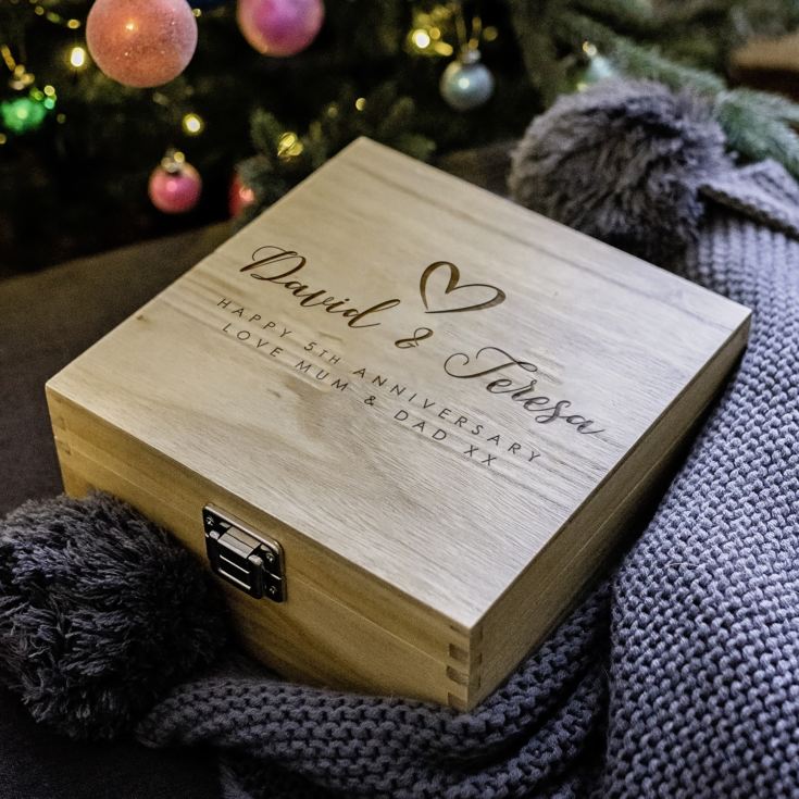 Personalised 5th Anniversary Wooden Keepsake Box product image