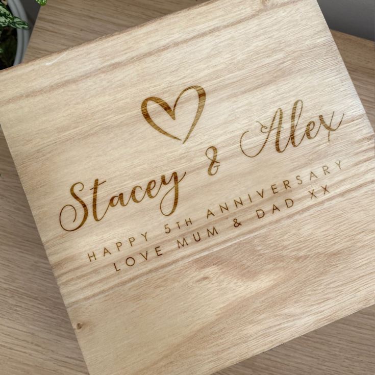 Personalised 5th Anniversary Wooden Keepsake Box product image