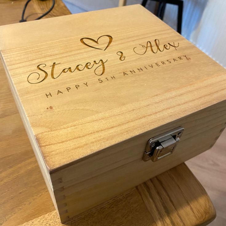 Personalised 5th Anniversary Wooden Keepsake Box product image