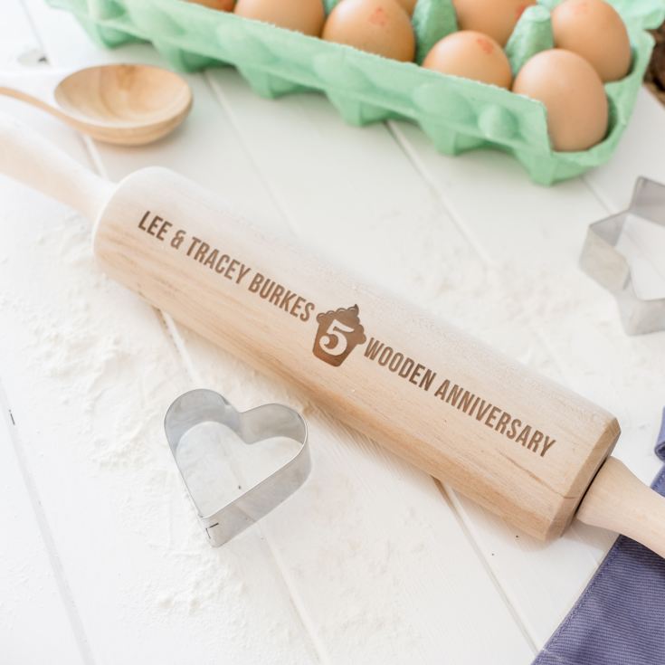Engraved Anniversary Wooden Rolling Pin product image