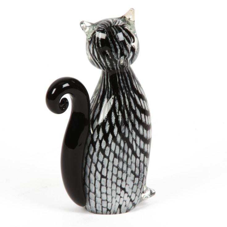 Objets d'art Glass Figurine - Black & White Striped Cat product image