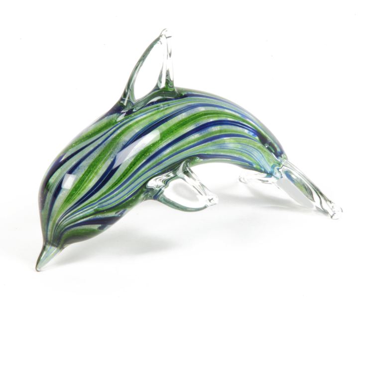 Objets d'art Glass Figurine - Blue & Green Dolphin product image