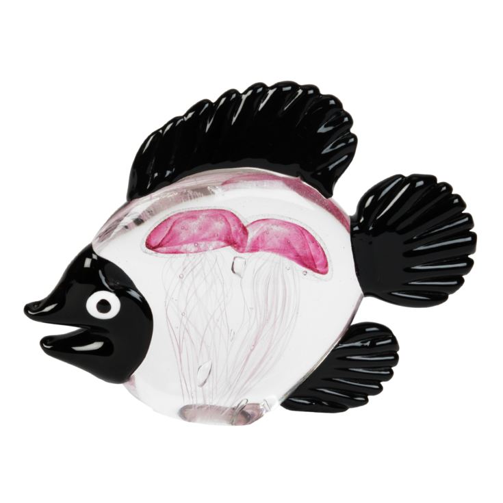 Objets d'art Glass Figurine - Black & Pink Fish product image