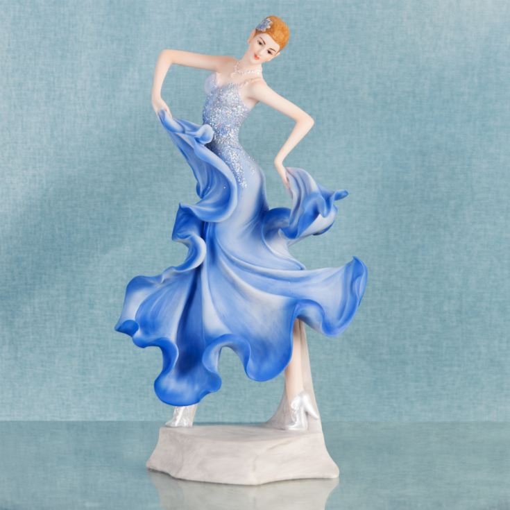 Ballroom Dancer Resin Lady Figurine in Blue Dress product image