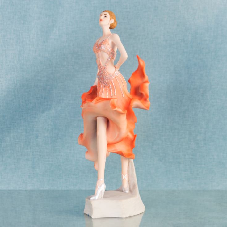 Ballroom Dancer Resin Lady Figurine in Orange Dress product image