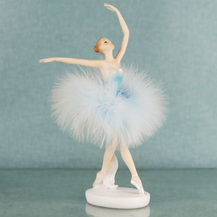 Ballerina Dancer Resin Figurine in Blue Dress 23.5cm product image