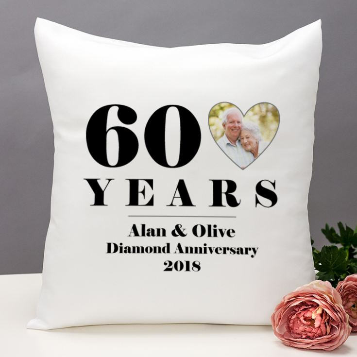 Personalised 60th Wedding Anniversary Photo Cushion product image