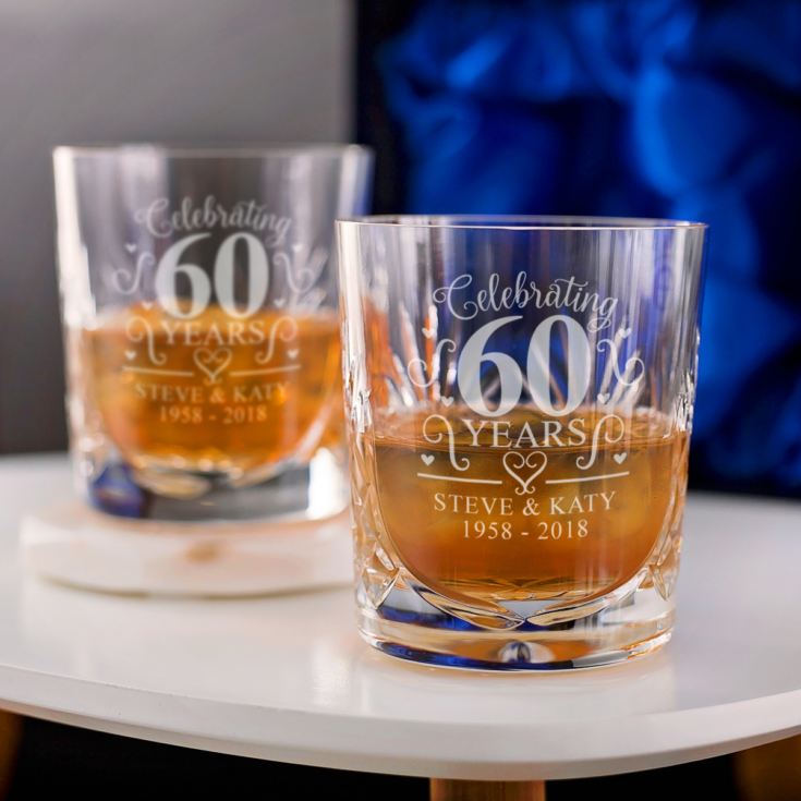 Engraved Cut Crystal Diamond Anniversary Whisky Tumblers product image
