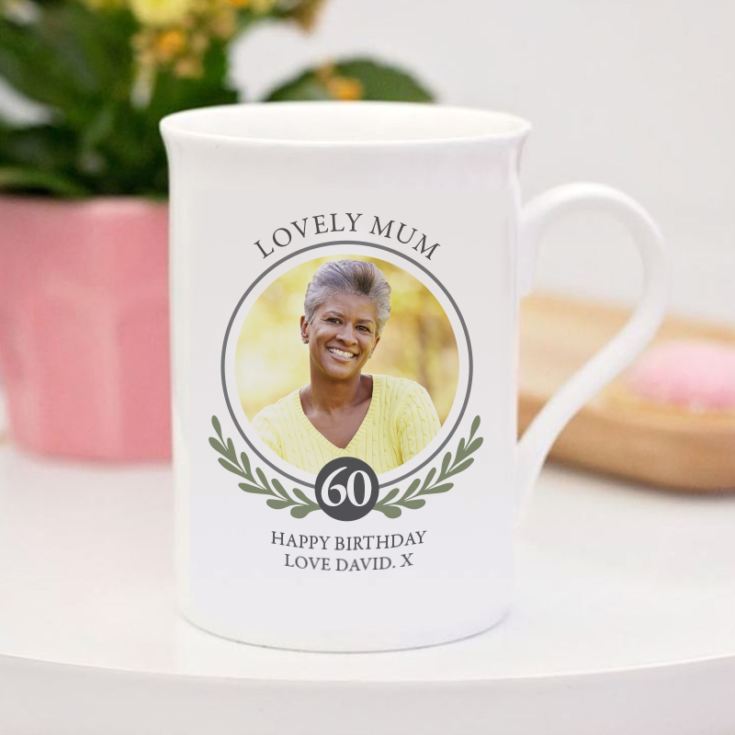 Personalised Photo Upload 60th Birthday Bone China Mug product image
