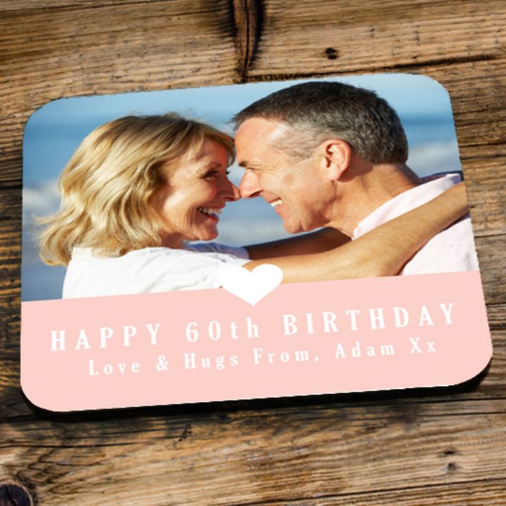 Personalised 60th Birthday Pink Photo Coaster product image