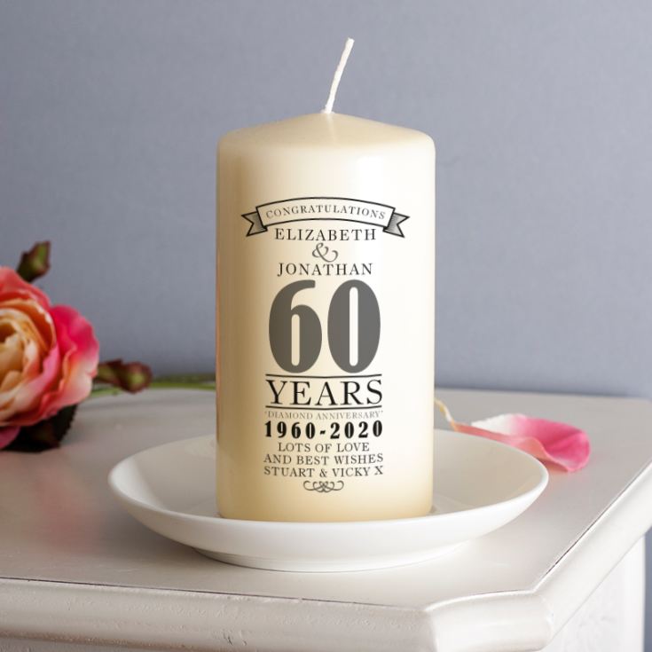 Personalised 60th Anniversary Candle product image