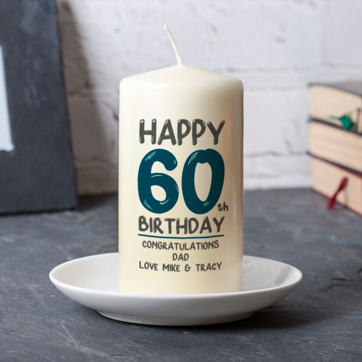 Personalised 60th Birthday Candle Blue product image