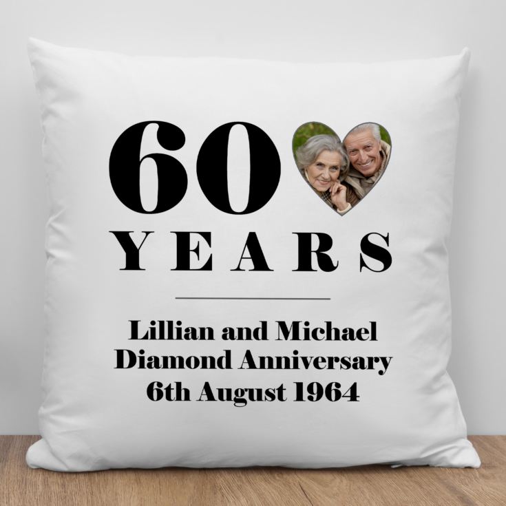 Personalised 60th Wedding Anniversary Photo Cushion product image