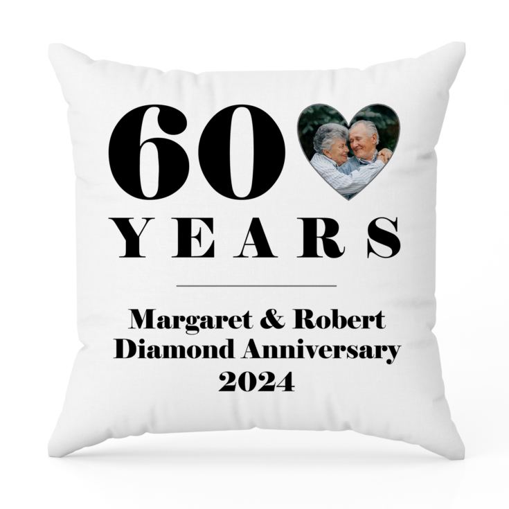 Personalised 60th Wedding Anniversary Photo Cushion product image