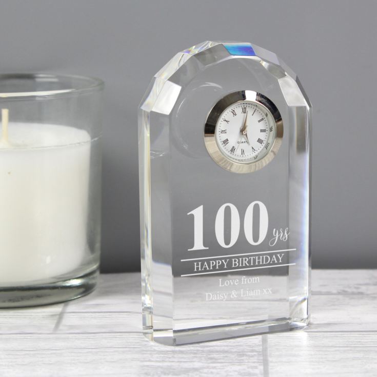 Engraved 100th Birthday Mantel Clock product image