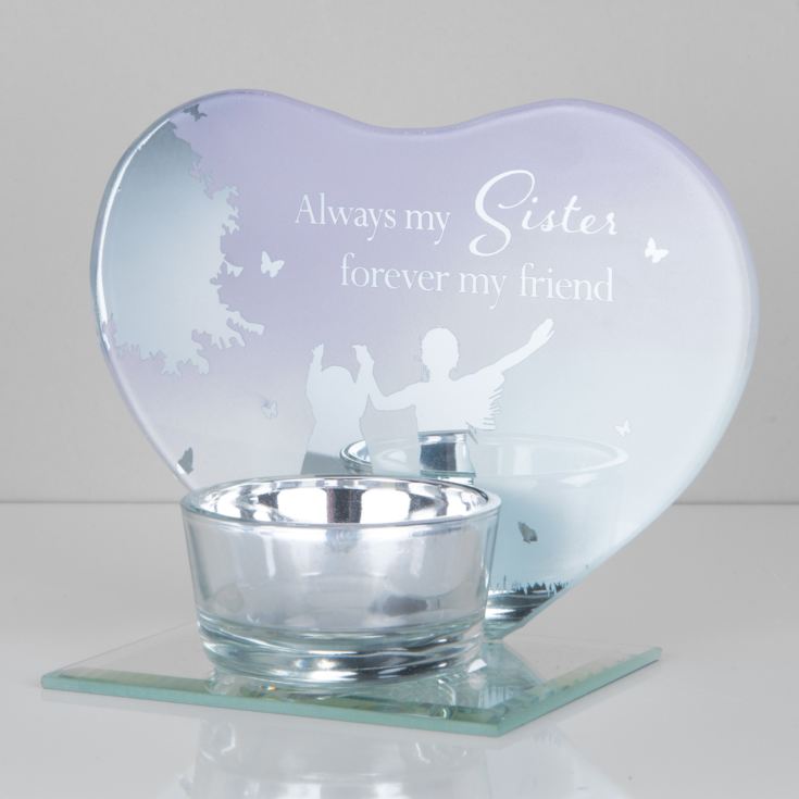 Heart Shape Glass Tealight Holder - Sisters *(36/12)* product image